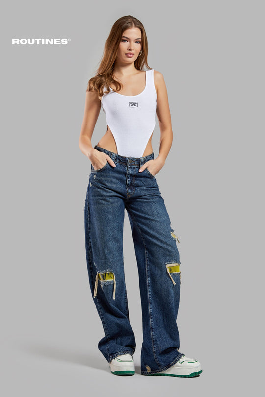 Routines Yellow Ripped Straight Jeans 3514 Jeans Routines Fashion