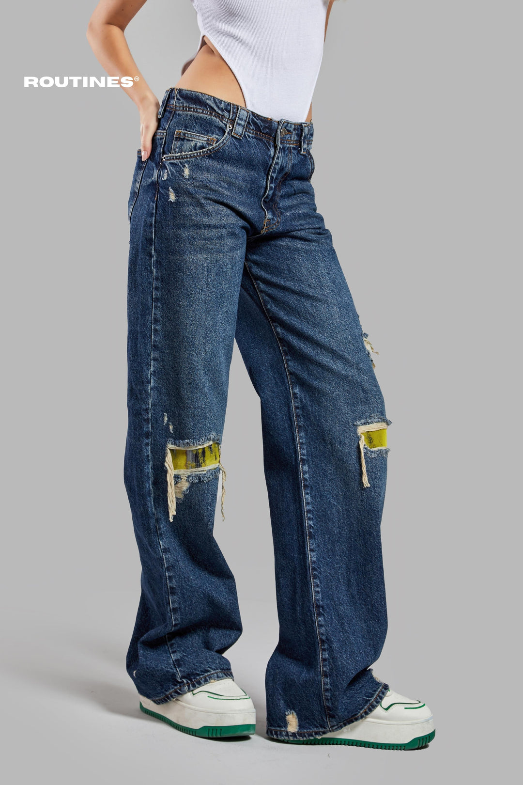 Routines Yellow Ripped Straight Jeans 3514 Jeans Routines Fashion