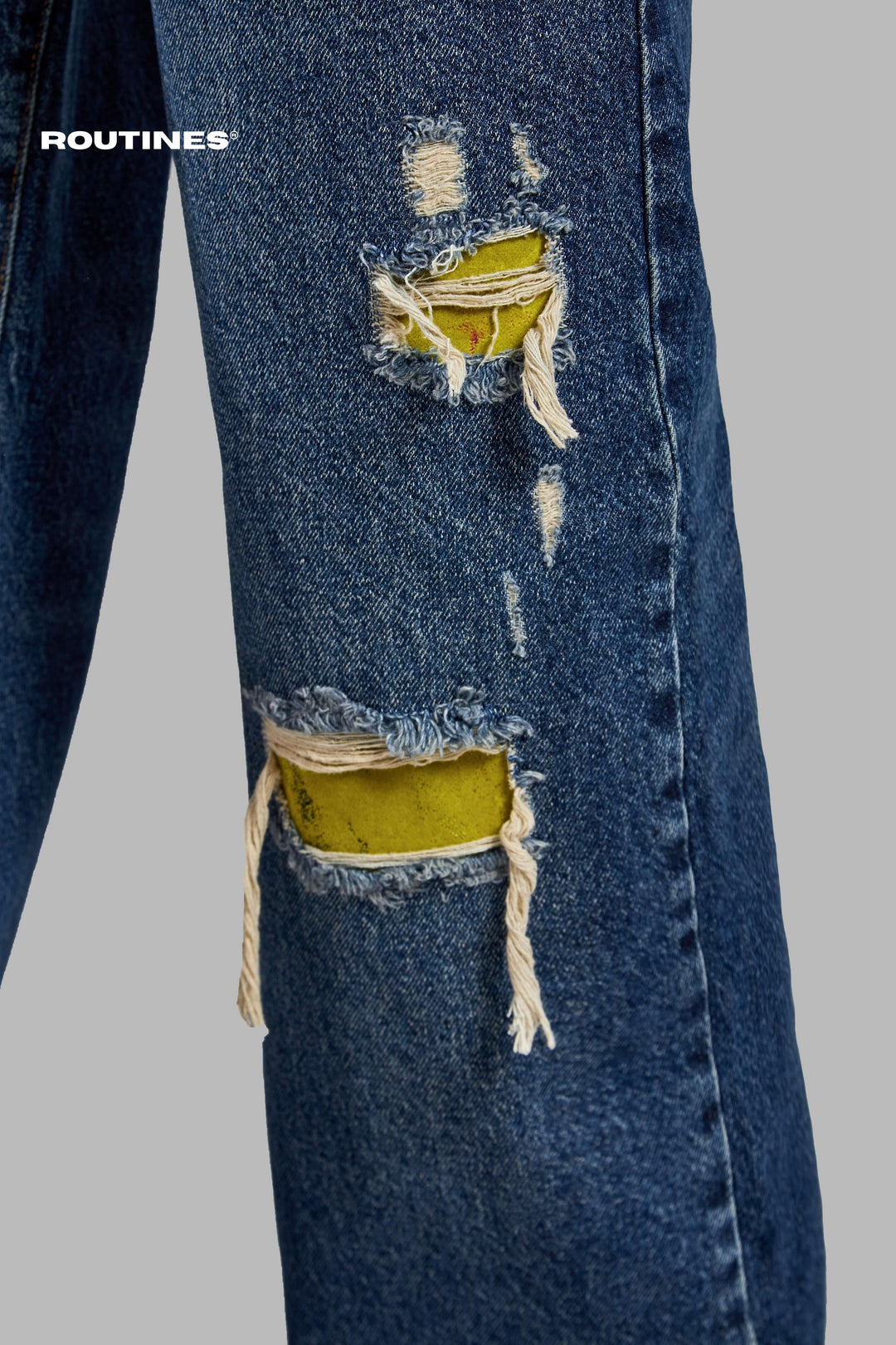 Routines Yellow Ripped Straight Jeans 3514 Jeans Routines Fashion