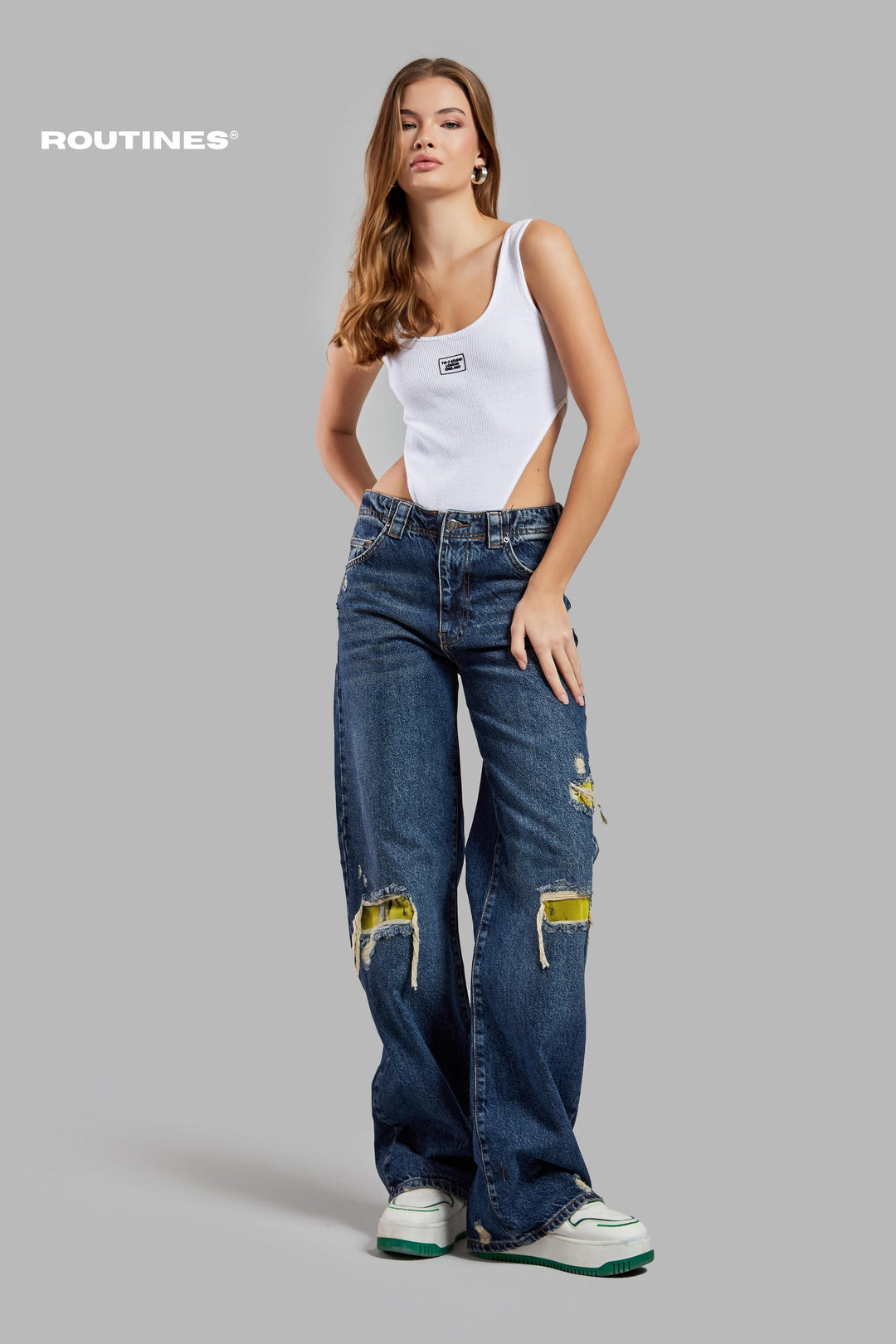 Routines Yellow Ripped Straight Jeans 3514 Jeans Routines Fashion