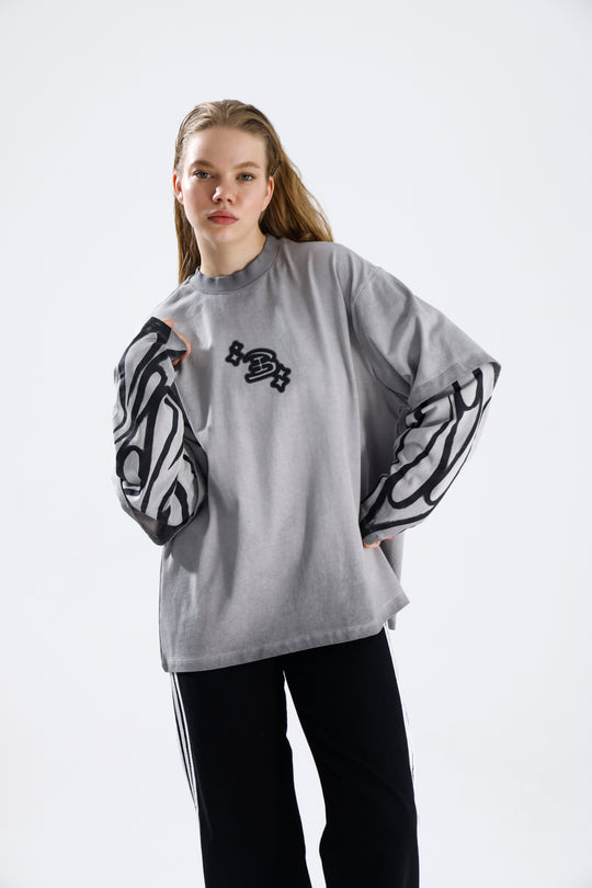 Routines Acid Washed Longsleeves Shirt - Grey 1914 - ROUTINES