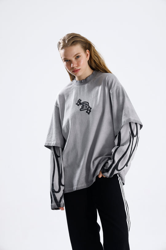 Routines Acid Washed Longsleeves Shirt - Grey 1914 - ROUTINES