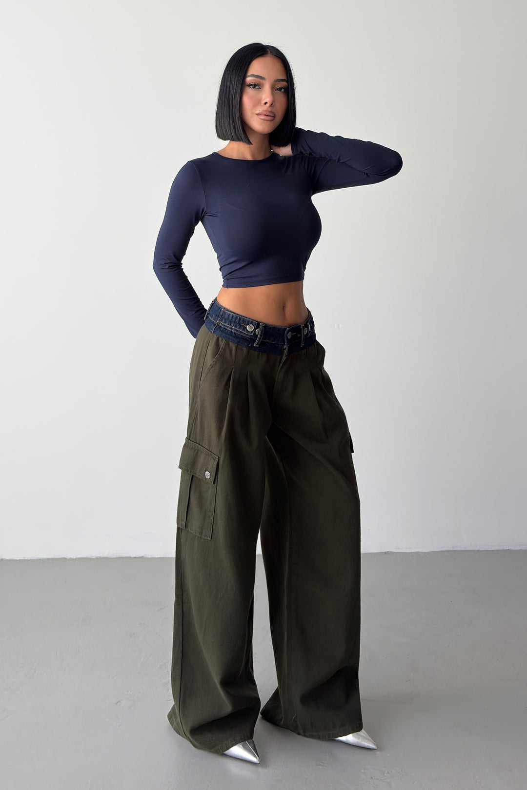 Routines Adjustable Two Tone Cargo Jeans - Army Green 2008