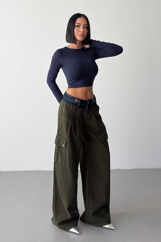 Routines Adjustable Two Tone Cargo Jeans - Army Green 2008