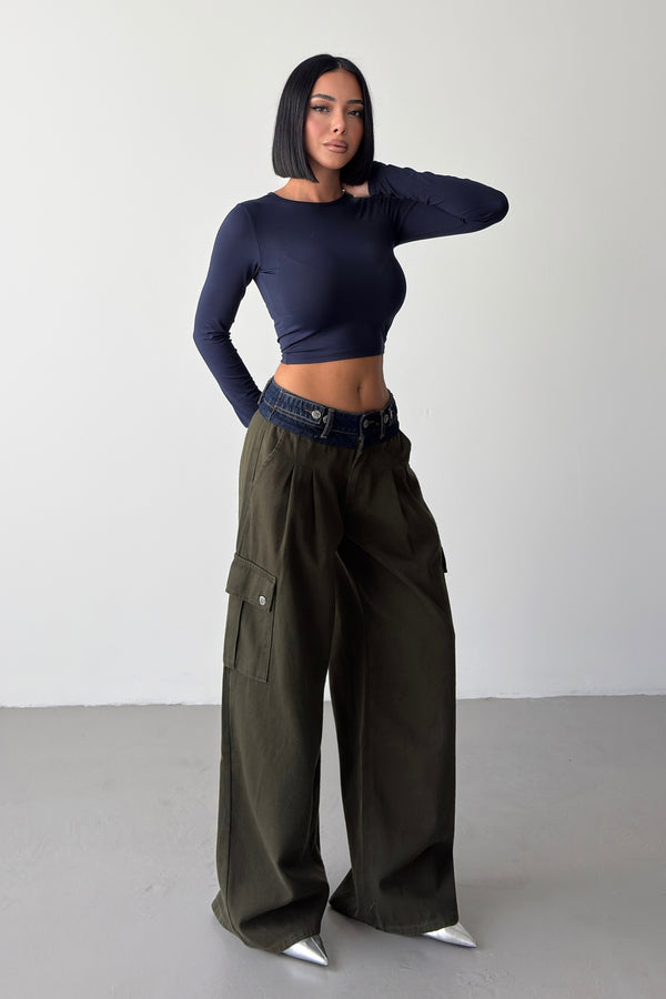 Routines Adjustable Two Tone Cargo Jeans - Army Green 2008