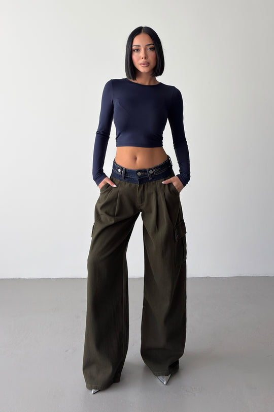 Routines Adjustable Two Tone Cargo Jeans - Army Green 2008