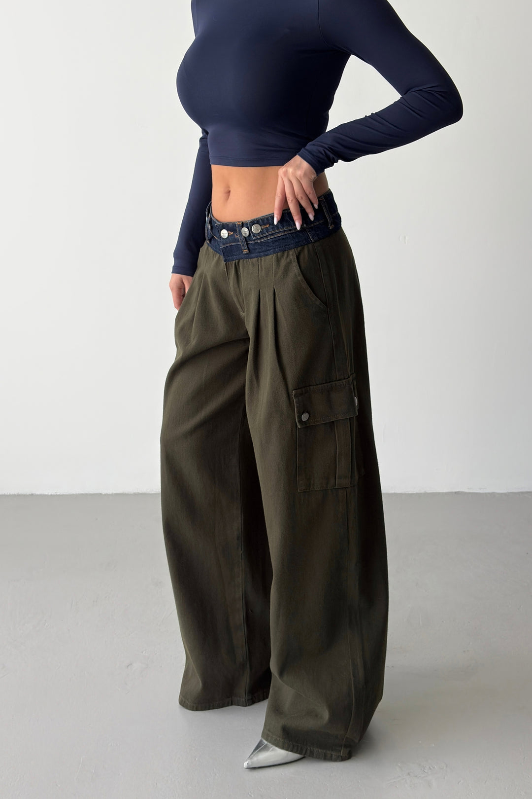 Routines Adjustable Two Tone Cargo Jeans - Army Green 2008