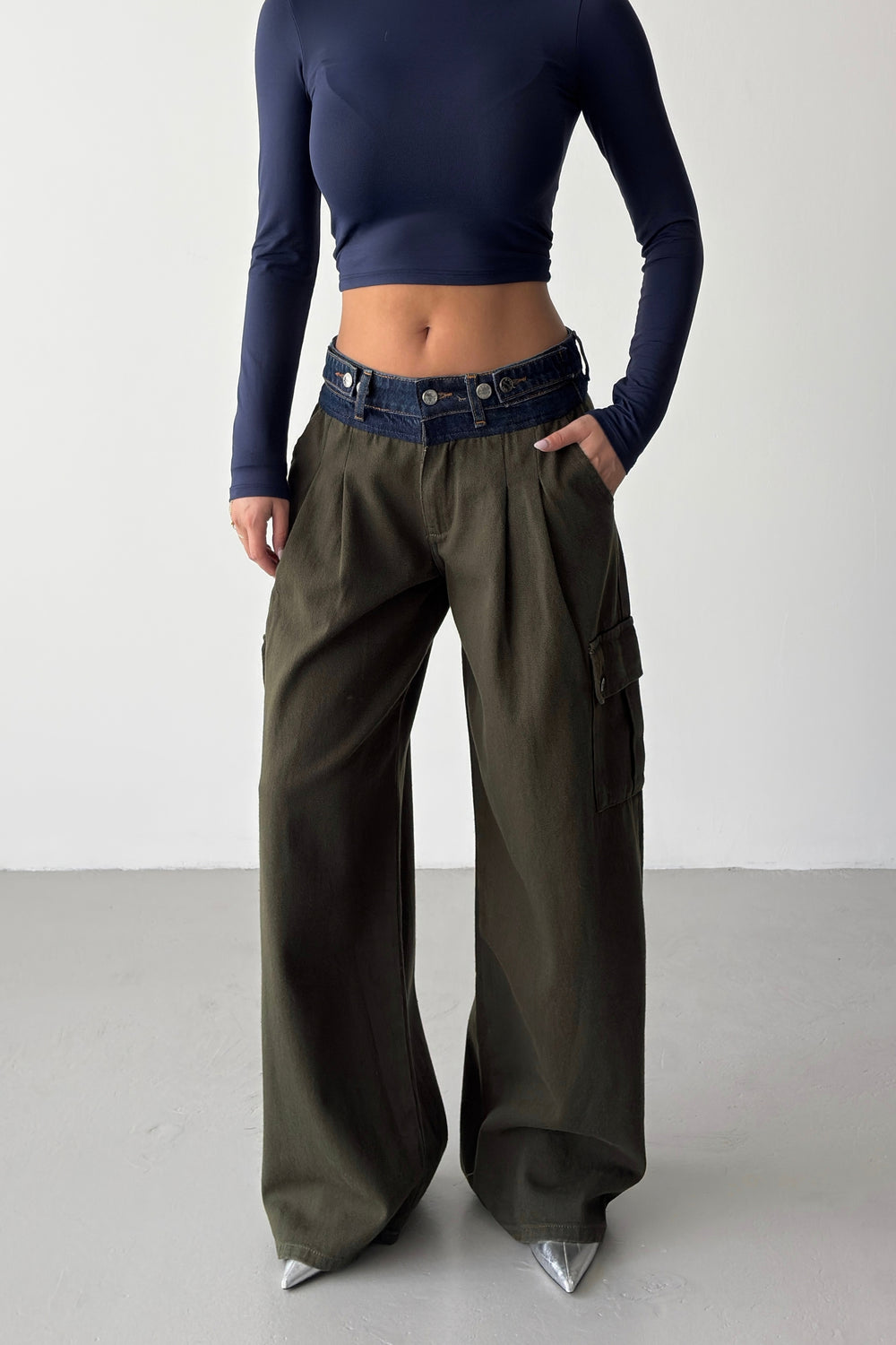 Routines Adjustable Two Tone Cargo Jeans - Army Green 2008