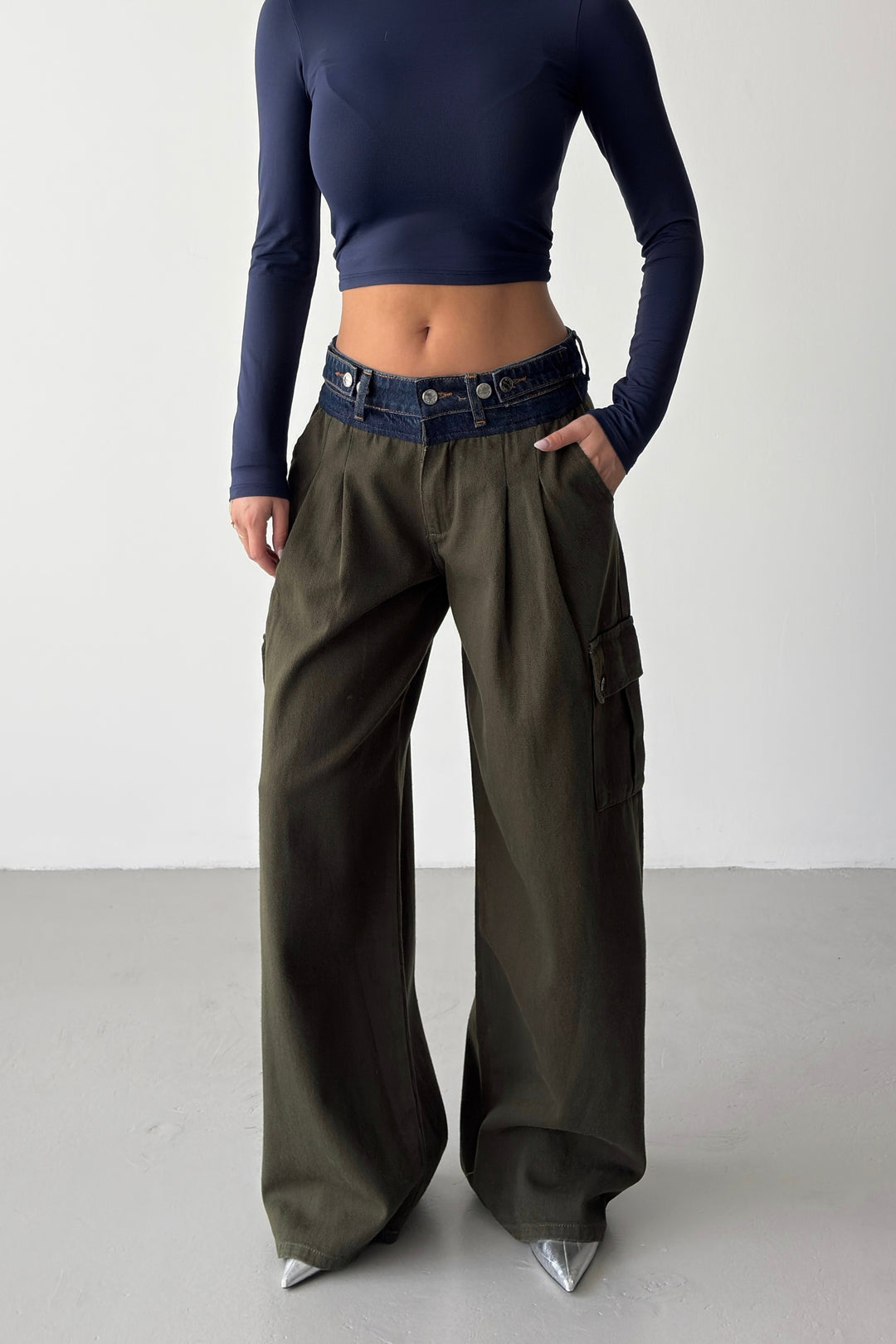 Routines Adjustable Two Tone Cargo Jeans - Army Green 2008