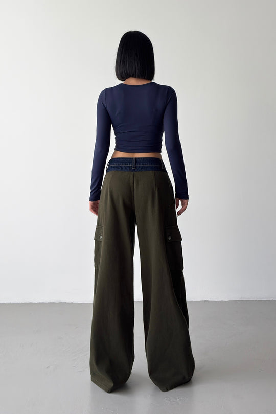 Routines Adjustable Two Tone Cargo Jeans - Army Green 2008