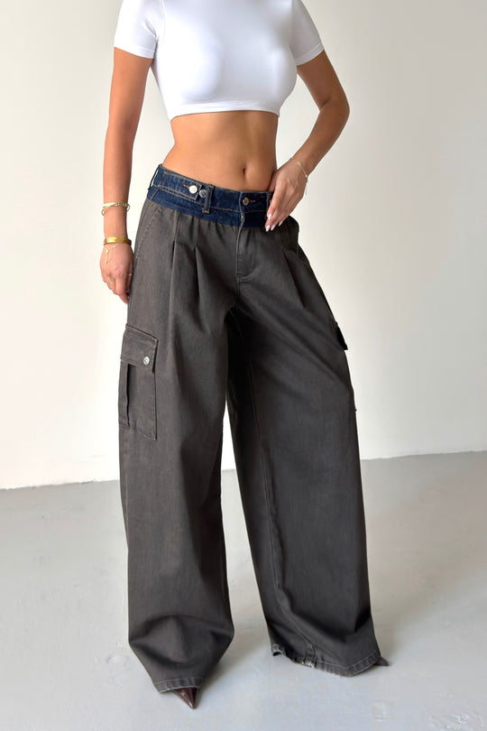 Routines Adjustable Two Tone Cargo Jeans - Brown 2008