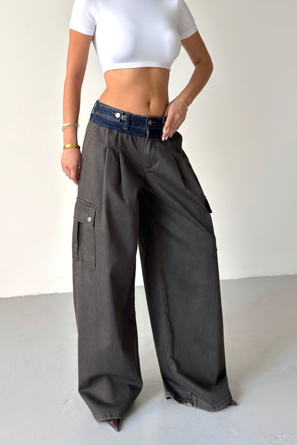 Routines Adjustable Two Tone Cargo Jeans - Brown 2008
