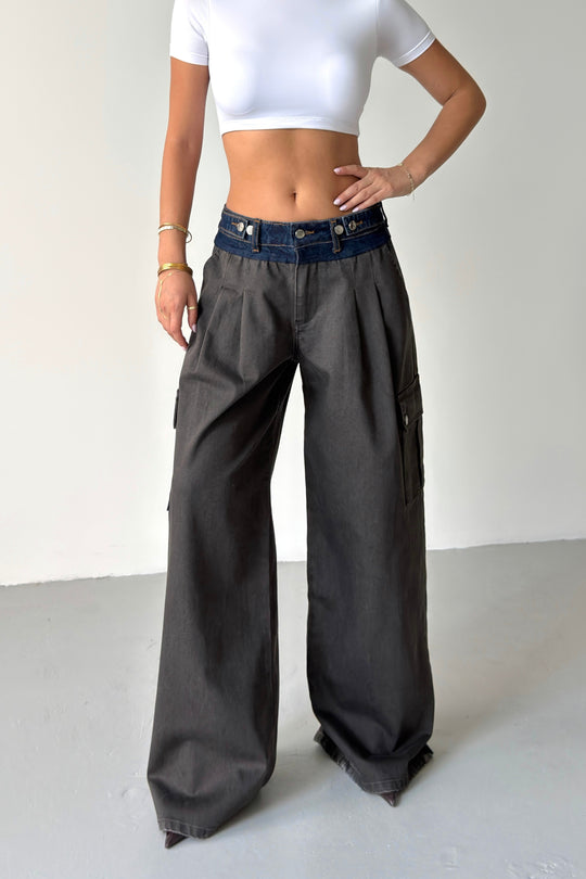 Routines Adjustable Two Tone Cargo Jeans - Brown 2008