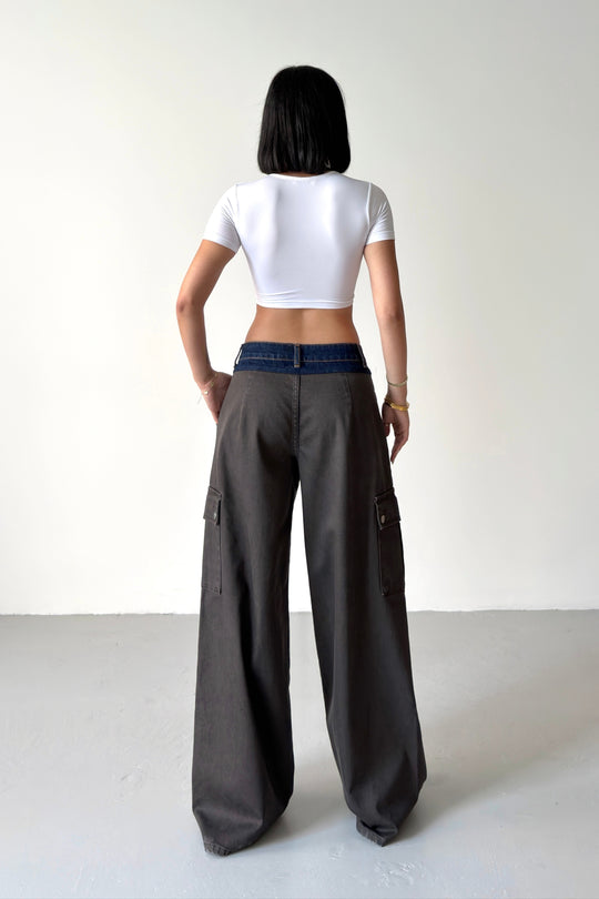 Routines Adjustable Two Tone Cargo Jeans - Brown 2008