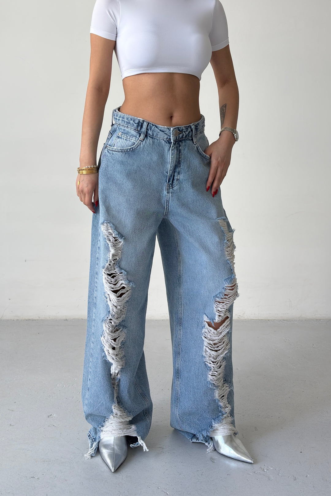 Routines Adjustable Waist Ripped Jeans 2594 - ROUTINES
