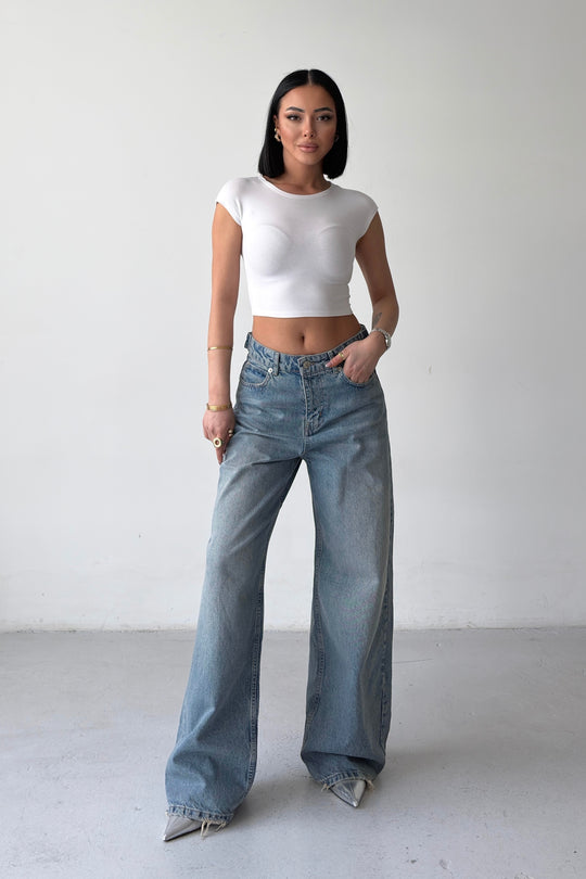 Routines Adjustable Waist Straight Jeans - Vintage Blue 3822 - ROUTINES