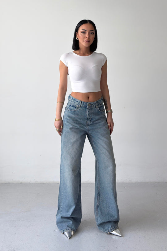 Routines Adjustable Waist Straight Jeans - Vintage Blue 3822 - ROUTINES