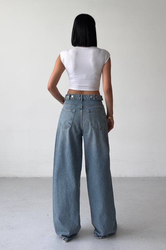 Routines Adjustable Waist Straight Jeans - Vintage Blue 3822 - ROUTINES