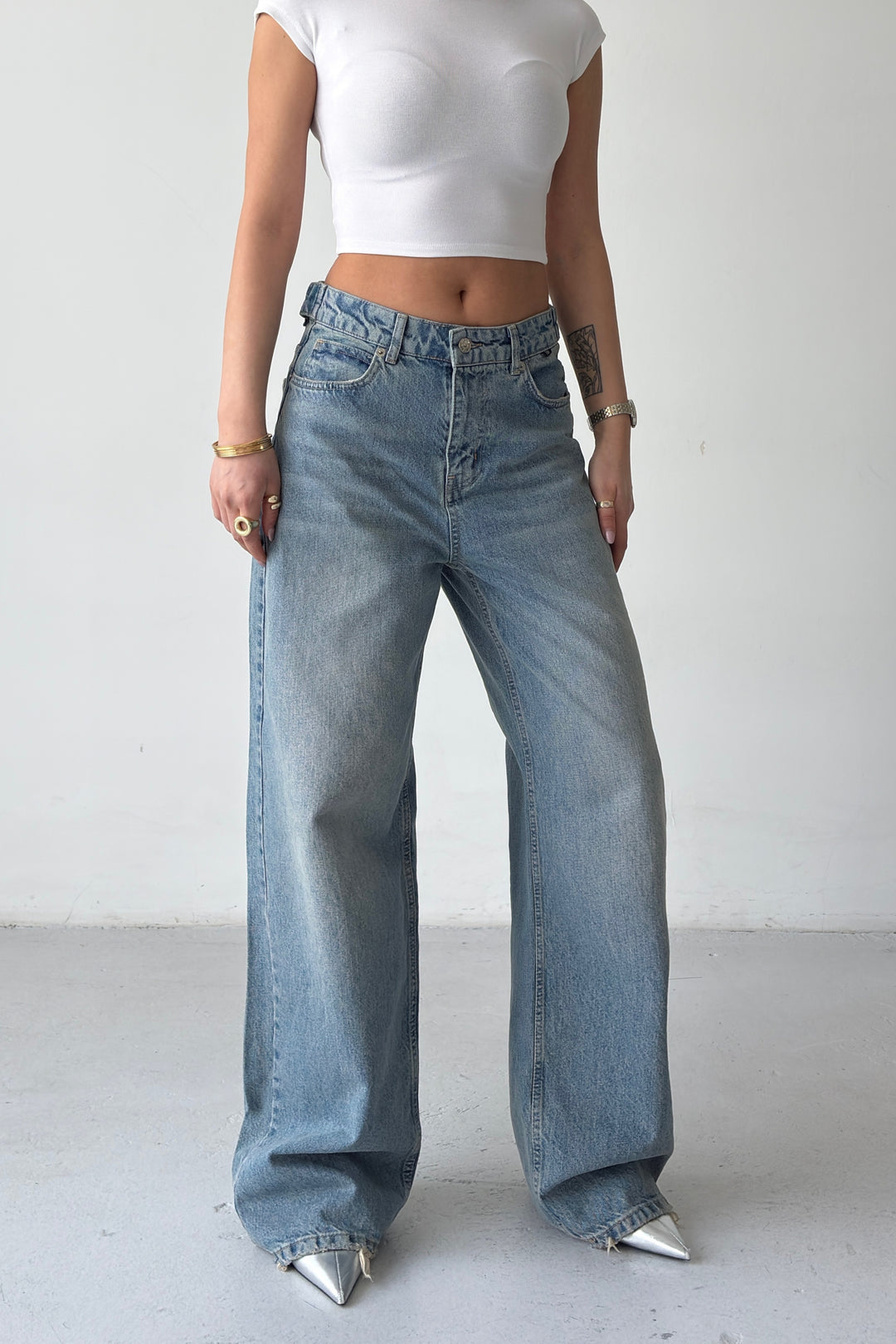 Routines Adjustable Waist Straight Jeans - Vintage Blue 3822 - ROUTINES