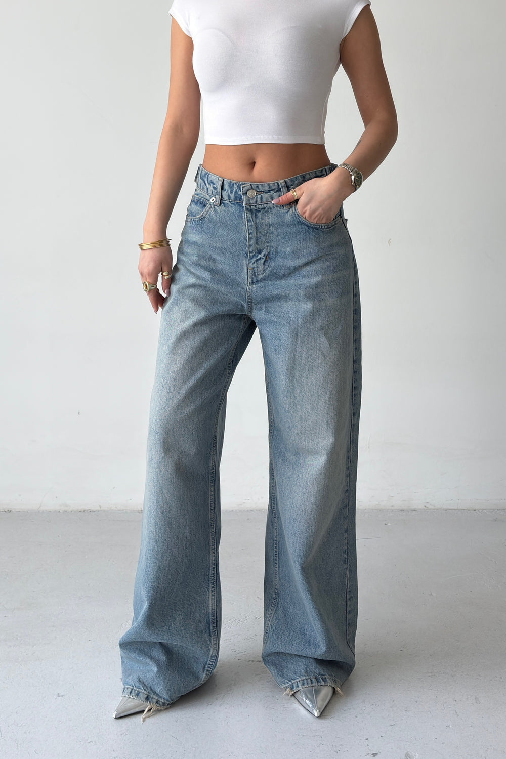 Routines Adjustable Waist Straight Jeans - Vintage Blue 3822 - ROUTINES