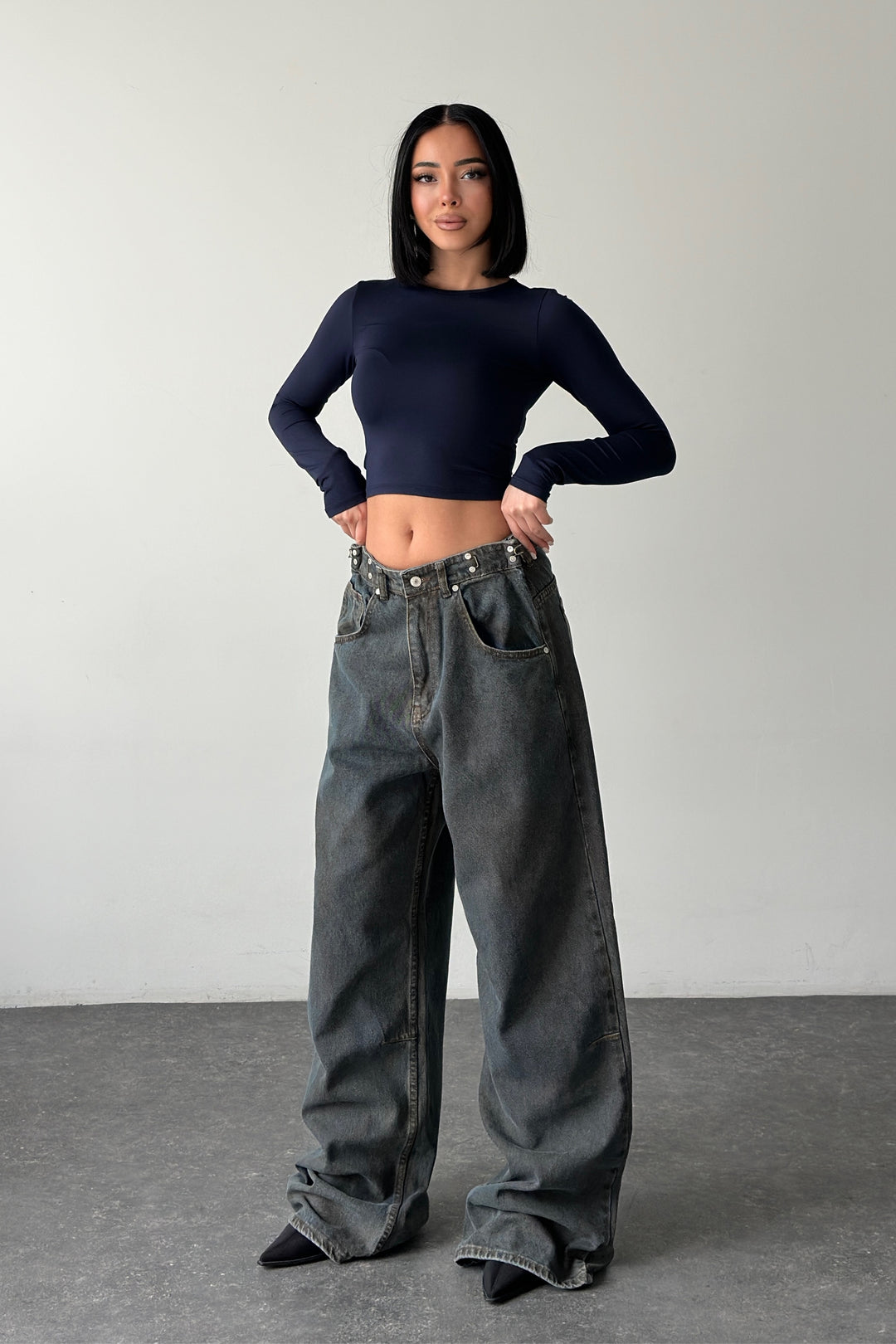 Routines Adjustable Waist Vintage Baggy Jeans 16045-1