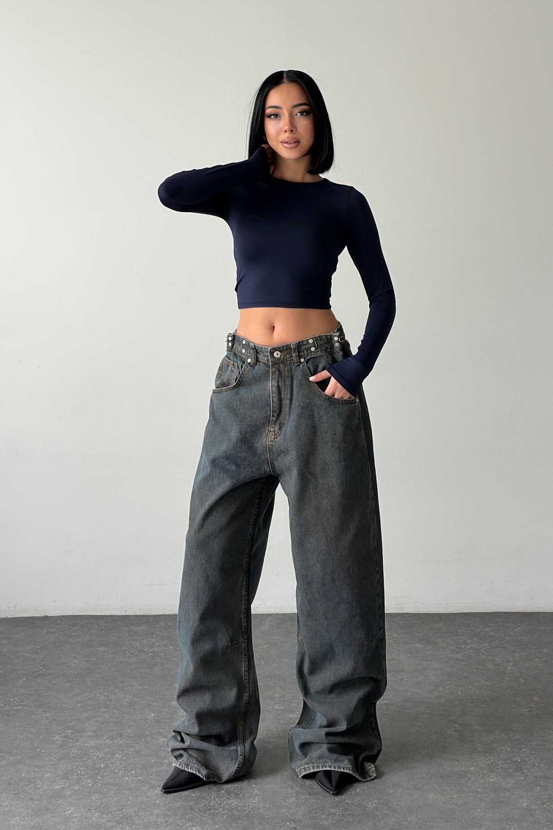 Routines Adjustable Waist Vintage Baggy Jeans 16045-1