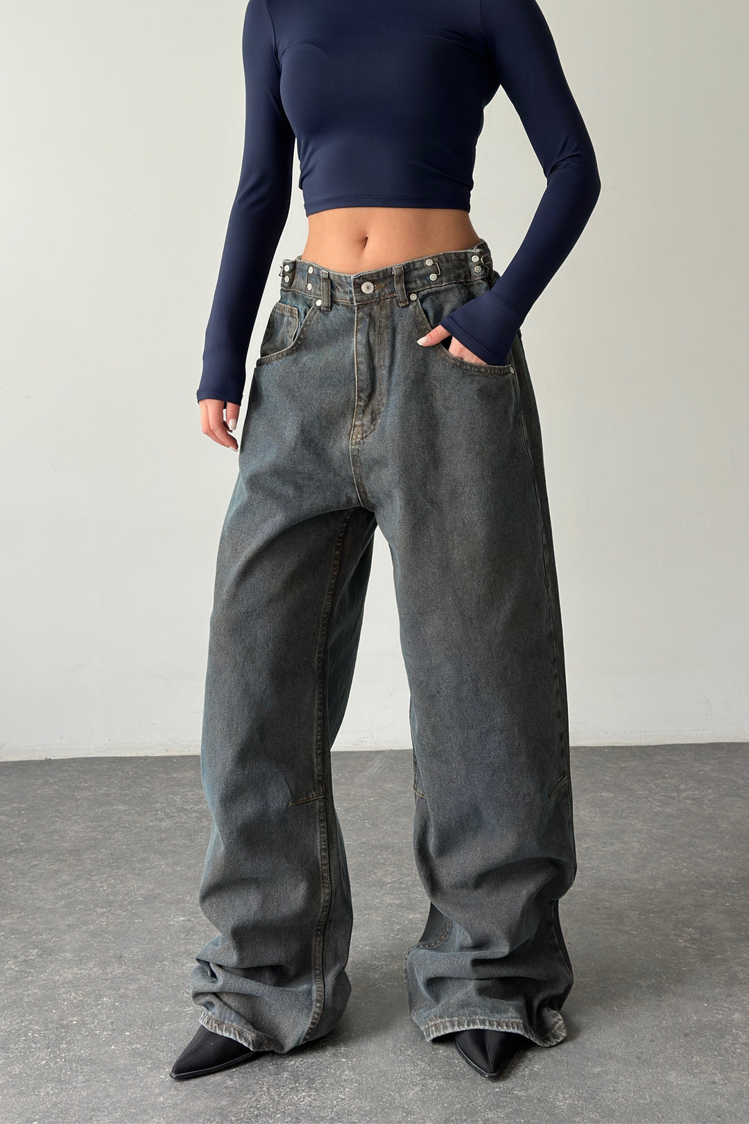 Routines Adjustable Waist Vintage Baggy Jeans 16045-1