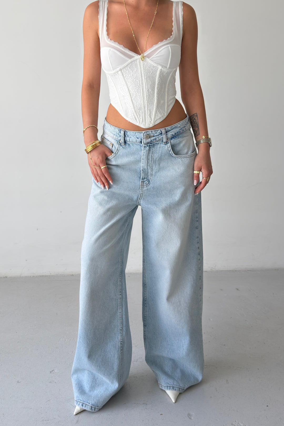 Routines Back Print Detail Baggy Jeans 5038