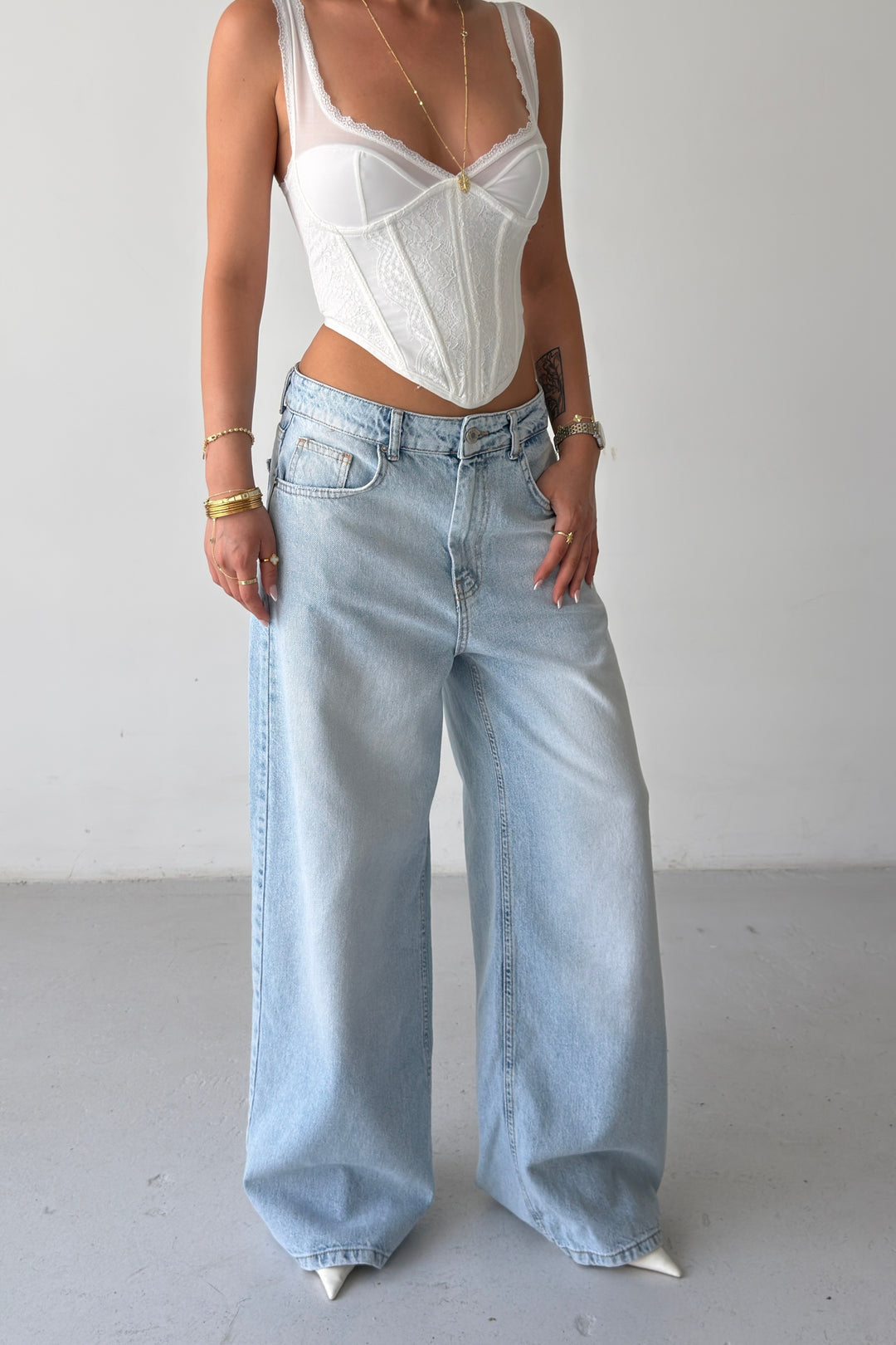 Routines Back Print Detail Baggy Jeans 5038