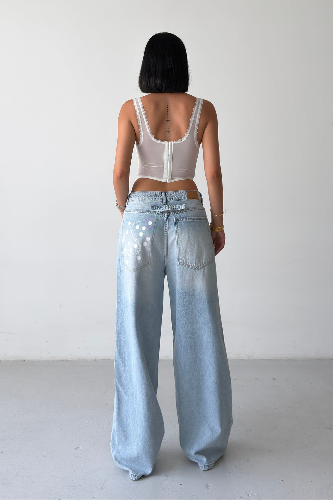 Routines Back Print Detail Baggy Jeans 5038