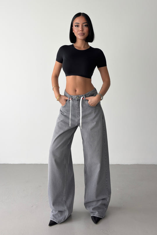Routines Back Striped Baggy Jeans - Grey 3758