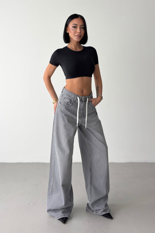 Routines Back Striped Baggy Jeans - Grey 3758