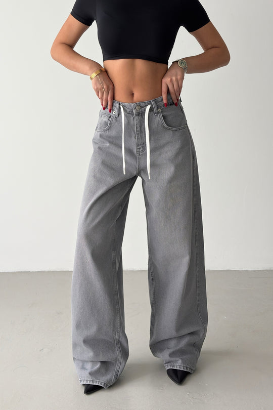 Routines Back Striped Baggy Jeans - Grey 3758
