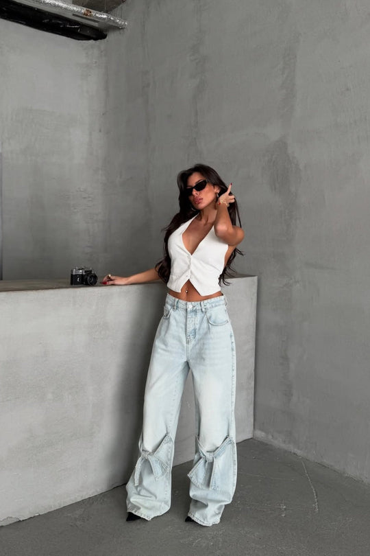 Routines Baggy Bow Straight Leg Jeans 1218 - ROUTINES