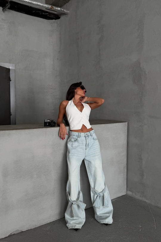 Routines Baggy Bow Straight Leg Jeans 1218 - ROUTINES