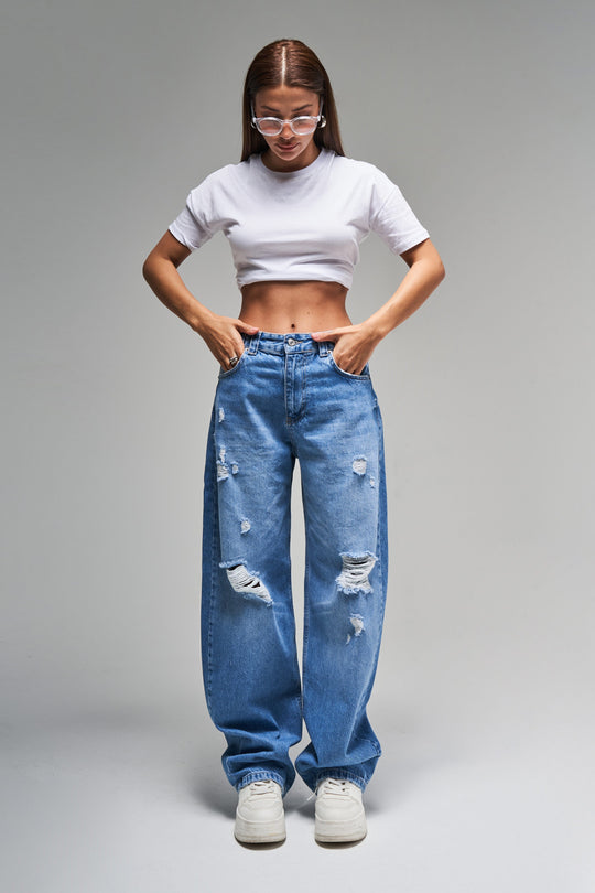 Routines Baggy Ripped Straight Jeans 2961 - ROUTINES