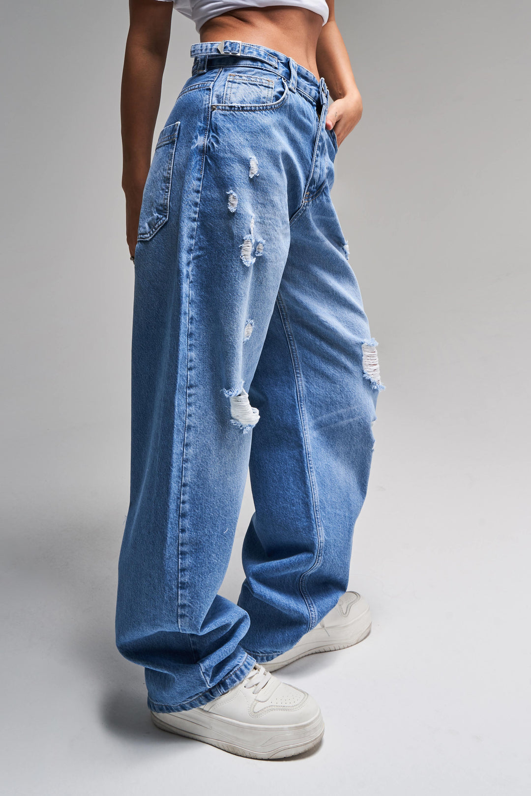 Routines Baggy Ripped Straight Jeans 2961 - ROUTINES