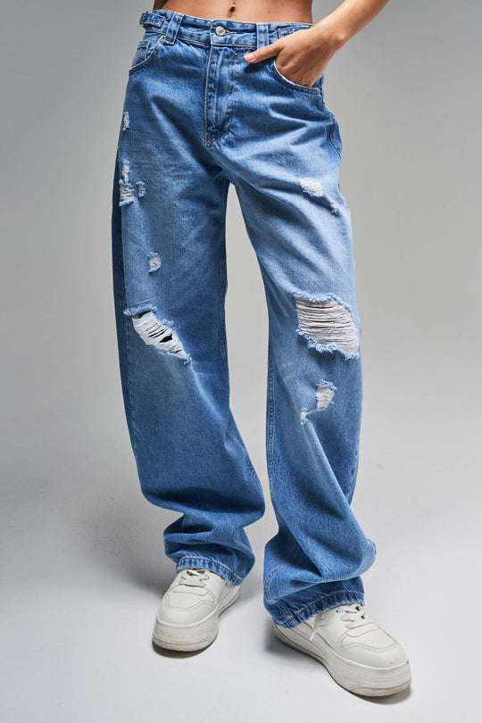 Routines Baggy Ripped Straight Jeans 2961 - ROUTINES