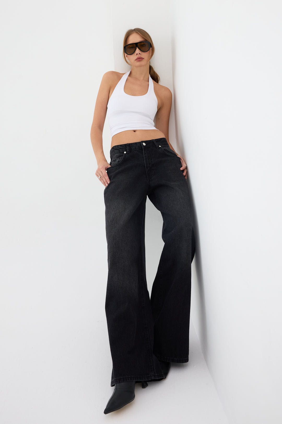 Routines Baggy Straight Jeans - Washed Black 5242 - ROUTINES