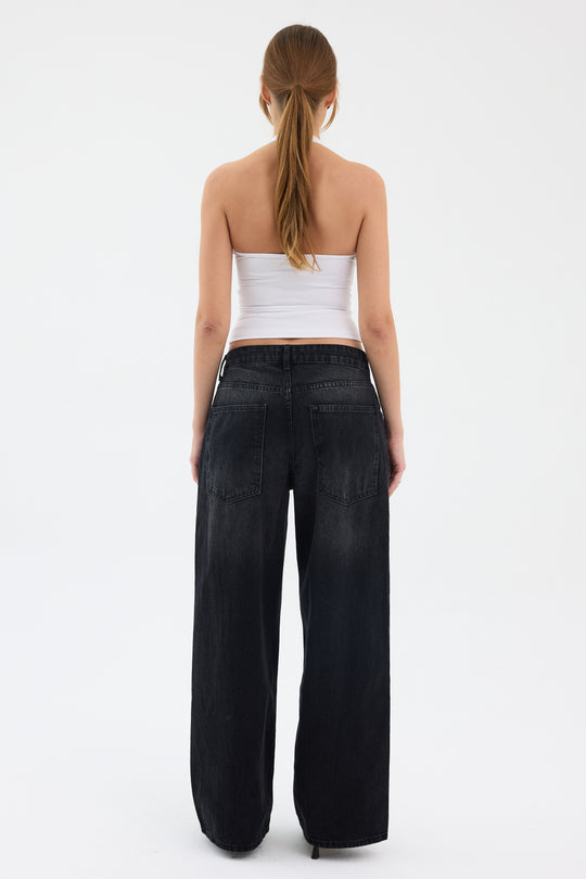 Routines Baggy Straight Jeans - Washed Black 5242 - ROUTINES