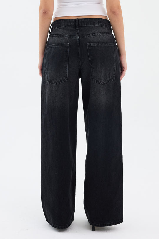 Routines Baggy Straight Jeans - Washed Black 5242 - ROUTINES