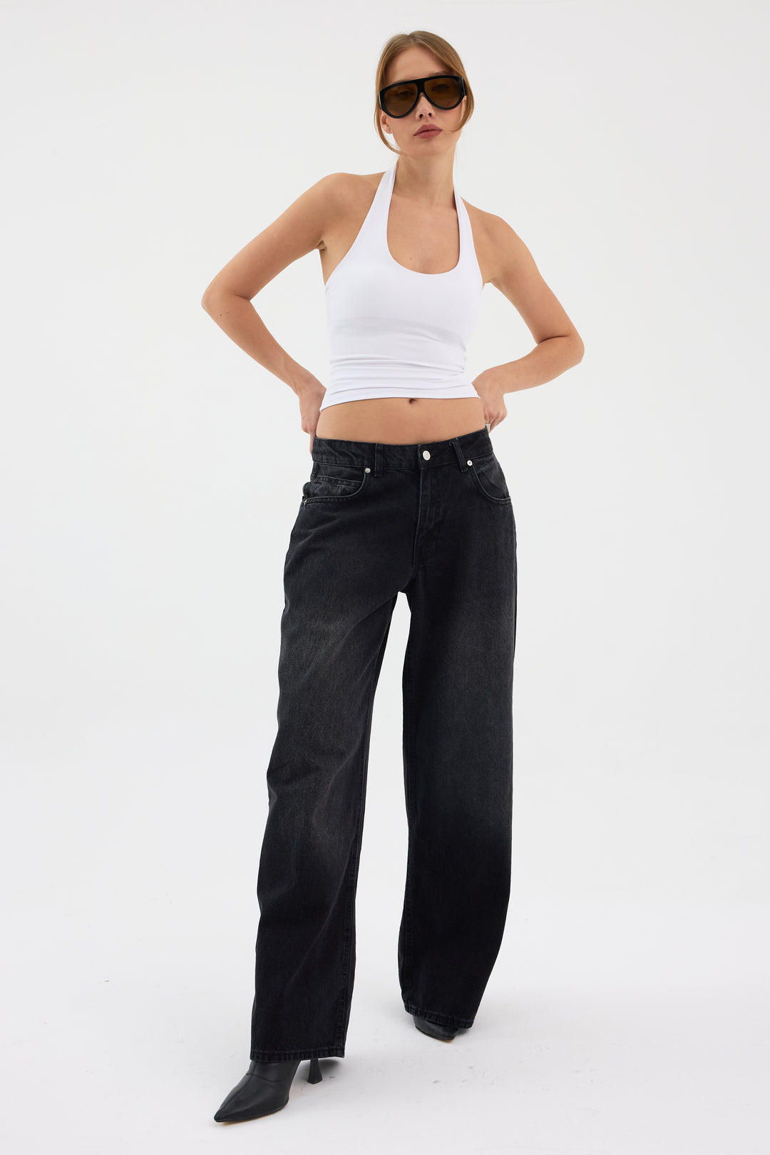 Routines Baggy Straight Jeans - Washed Black 5242 - ROUTINES