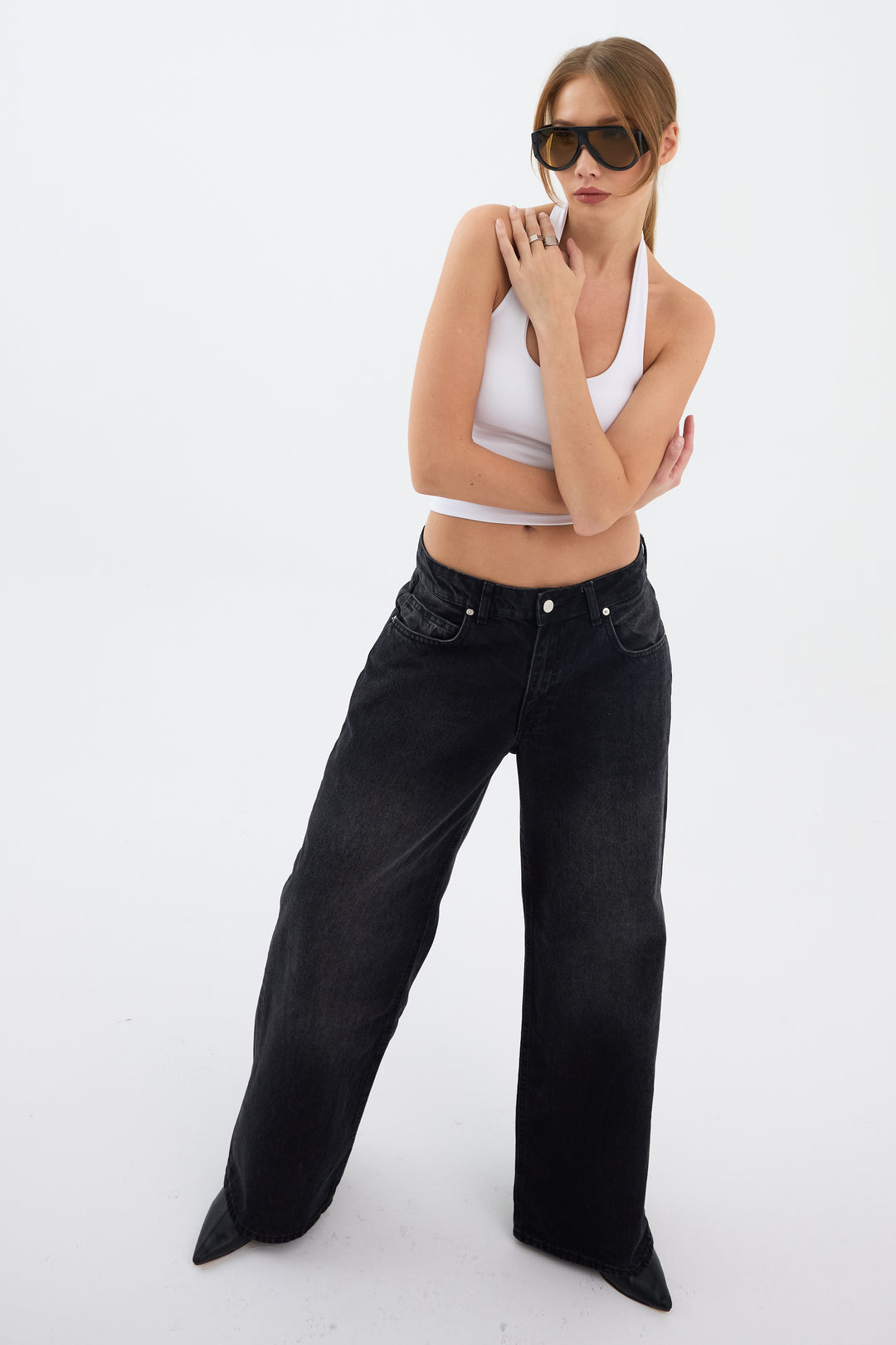 Routines Baggy Straight Jeans - Washed Black 5242 - ROUTINES