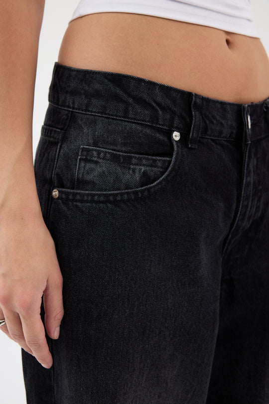 Routines Baggy Straight Jeans - Washed Black 5242 - ROUTINES