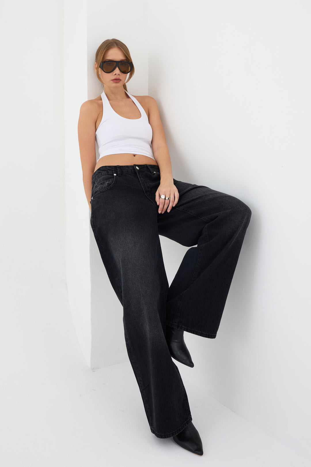 Routines Baggy Straight Jeans - Washed Black 5242 - ROUTINES