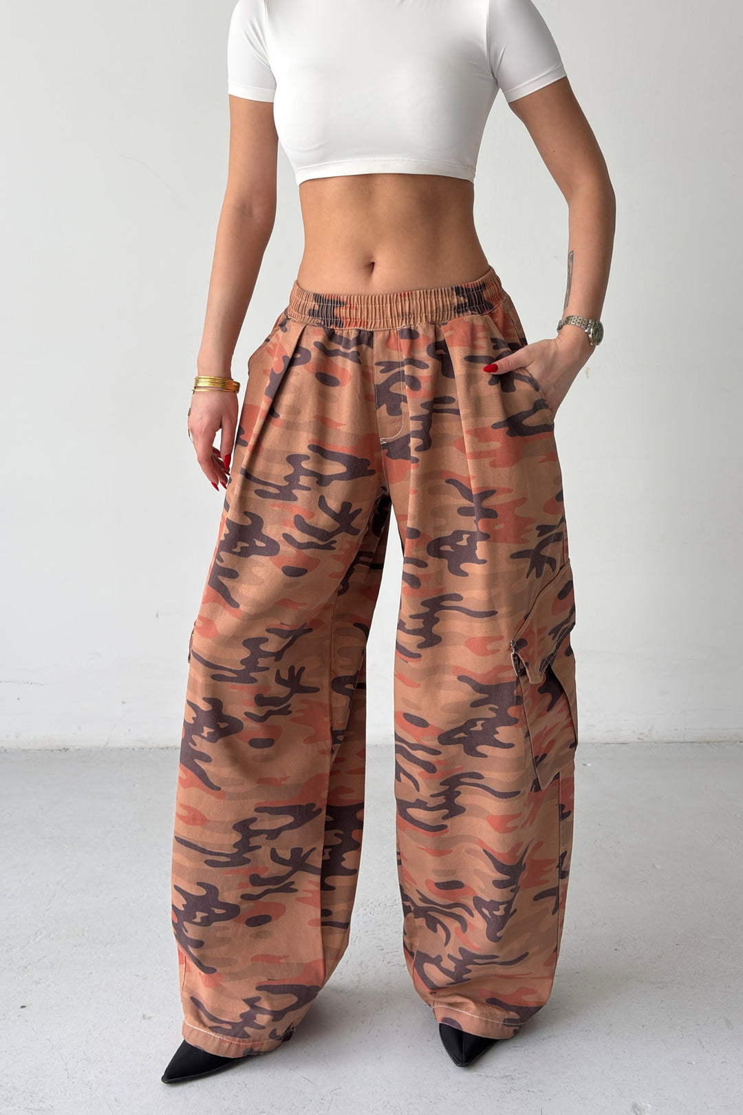 Routines Balloon Camouflage Cargo Pants - Orange 2029
