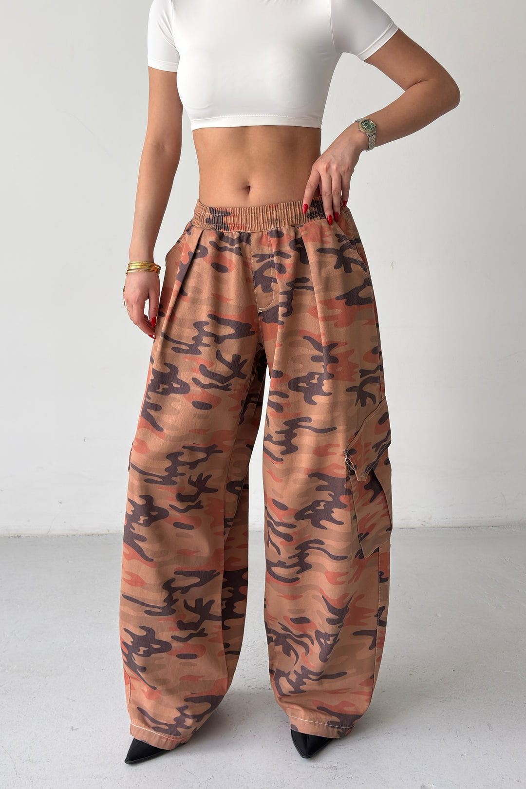 Routines Balloon Camouflage Cargo Pants - Orange 2029