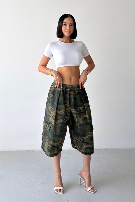 Routines Balloon Camouflage Cargo Shorts - Khaki 2036