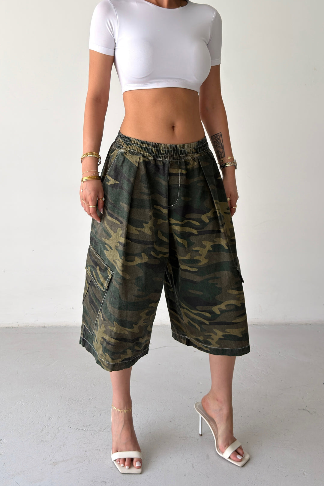 Routines Balloon Camouflage Cargo Shorts - Khaki 2036