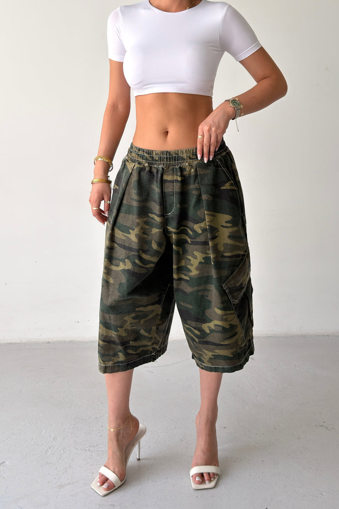 Routines Balloon Camouflage Cargo Shorts - Khaki 2036